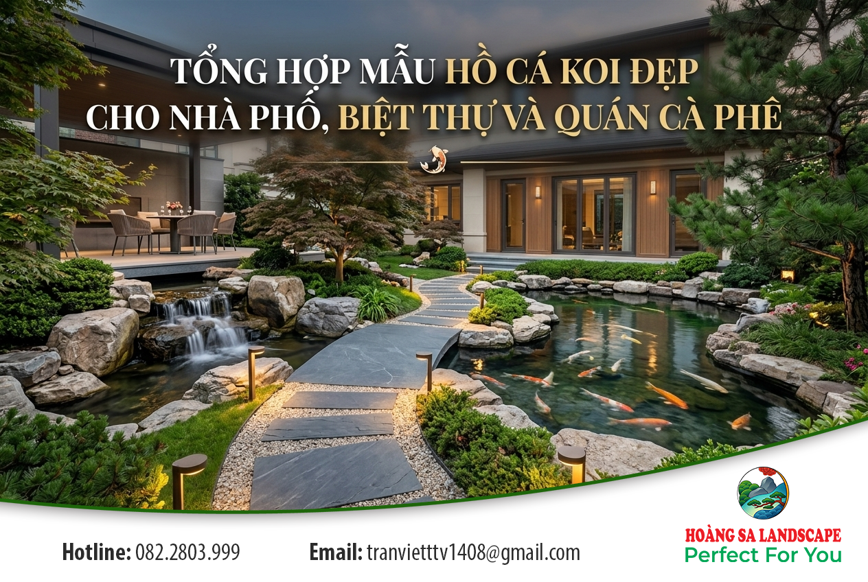 Tổng hợp mẫu hồ cá Koi đẹp cho nhà phố, biệt thự và quán cà phê