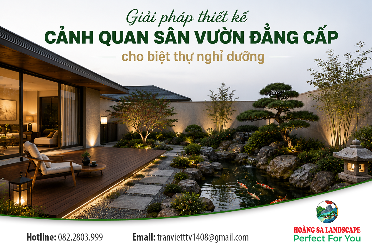 Giải pháp thiết kế cảnh quan sân vườn đẳng cấp cho biệt thự nghỉ dưỡng