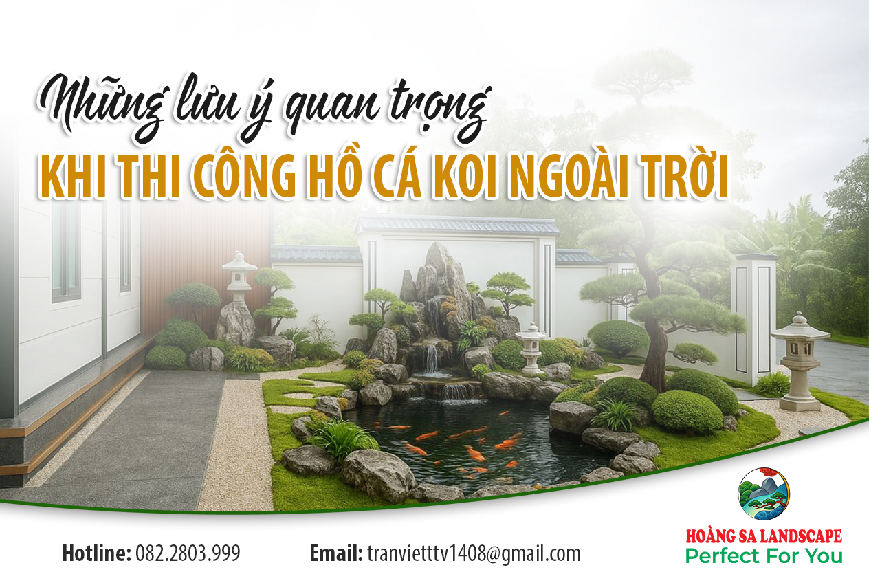 Những lưu ý quan trọng khi thi công hồ cá Koi ngoài trời