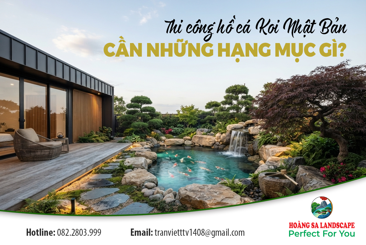 Thi công hồ cá Koi Nhật Bản cần những hạng mục gì?