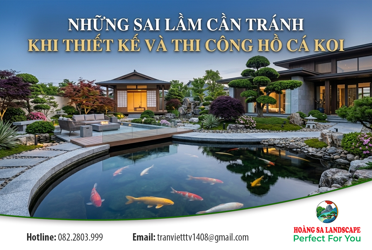 Những sai lầm cần tránh khi thiết kế và thi công hồ cá koi