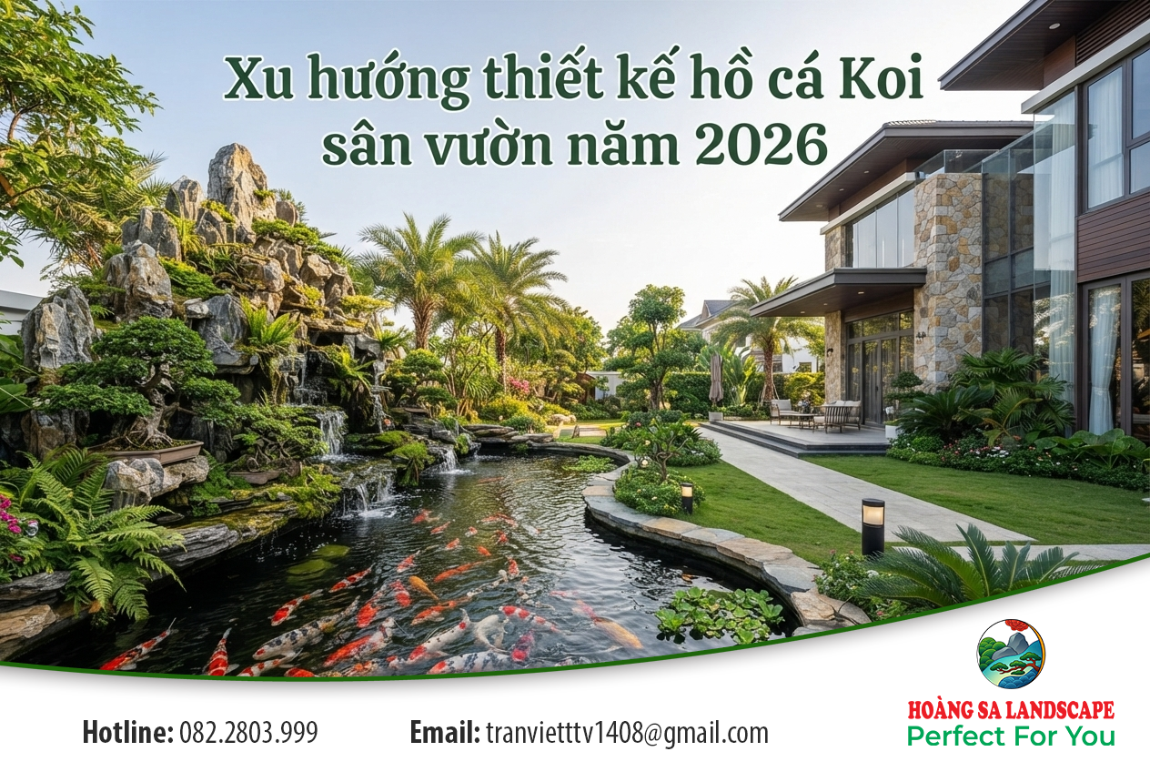 Xu hướng thiết kế hồ cá Koi sân vườn năm 2026