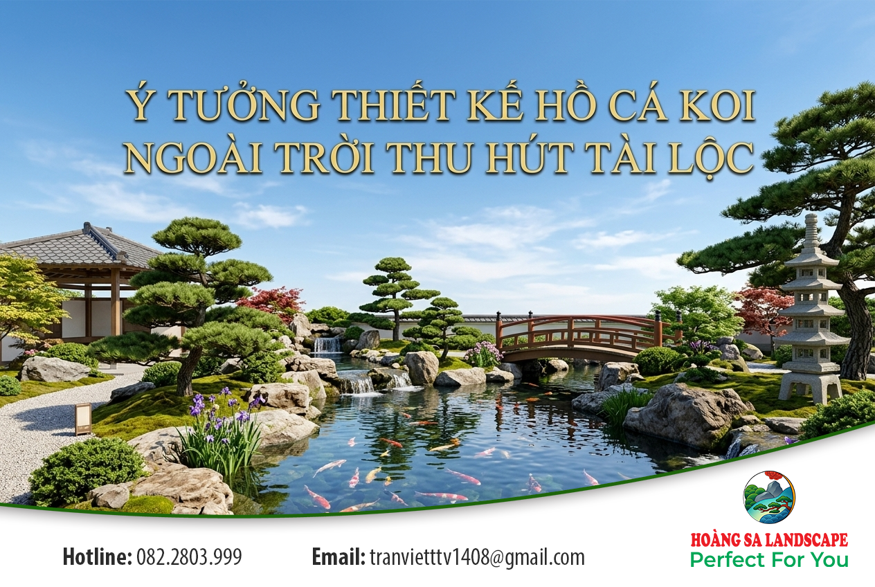 Ý tưởng thiết kế hồ Cá Koi ngoài trời thu hút tài lộc