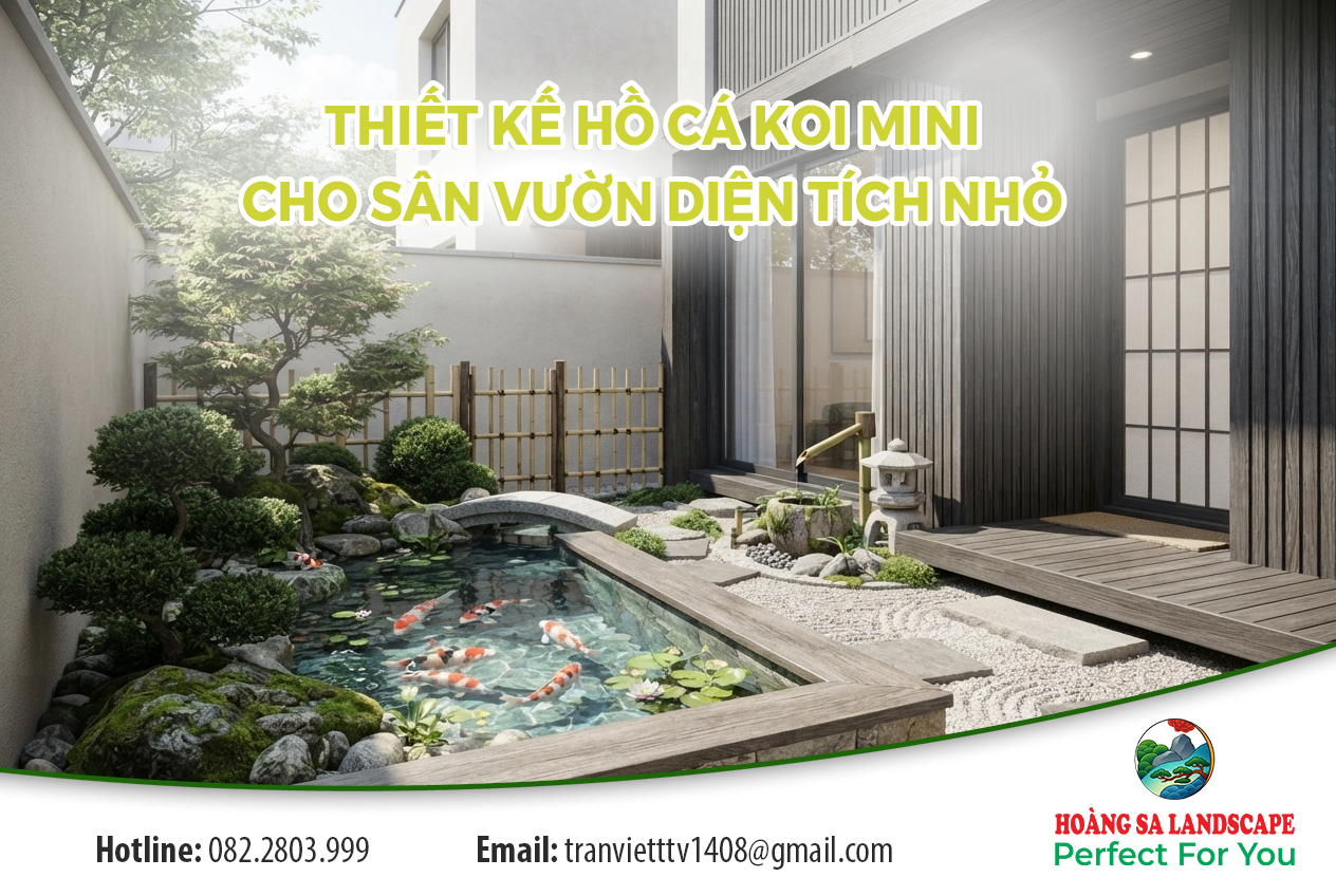 Thiết kế hồ cá Koi mini cho sân vườn diện tích nhỏ